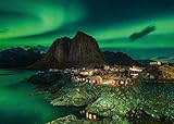 Ravensburger Puzzle 1000 Teile - Aurora Borealis Norwegen, Nordlichter über Hamnoy -...