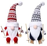 KAHEIGN 2Pcs Weihnachten Deko Wichtel Figuren, Schwedische Weihnachtswichtel Puppe Ski...