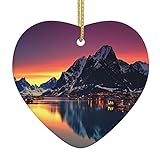 Norwegen Inseln Druck Weihnachtsdekoration Herzform Weihnachtsbaum Hängend Xmas Ornament...